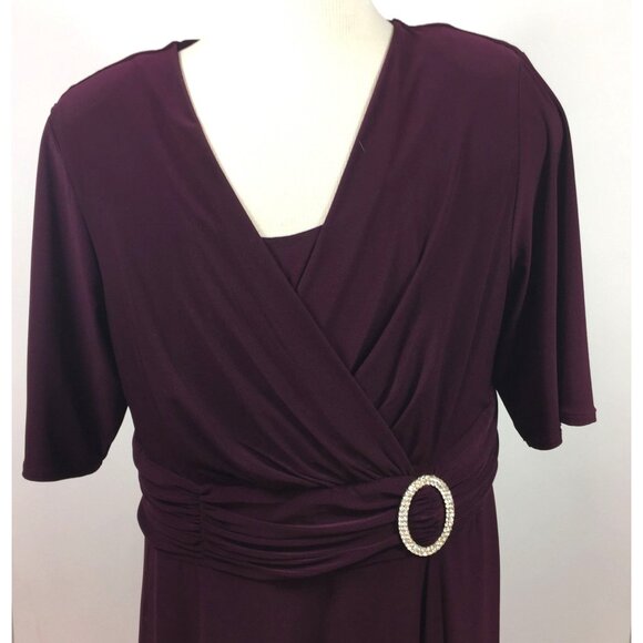 R&M Richards Woman Purple Evening Dress Formal Party Ruched Rhinestone Size 20W - Picture 2 of 16